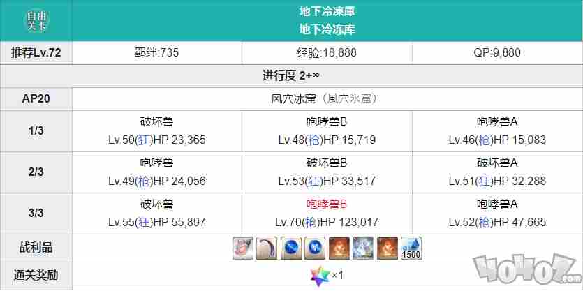 fgo风穴冰窟地下冷冻库掉落配置 2.1章永久冻土帝国free本第三关攻略