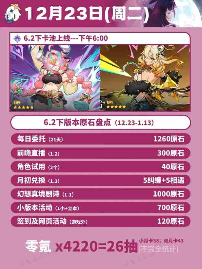 原神「月之三」版本「终北的夜行诗」活动汇总